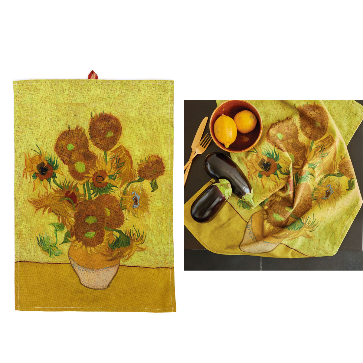 V442-HIN-TEAT-SUNFLOWER-YELLOW-RE-83353-00 Bedding House Van Gogh Sunflower Yellow Tea Towel - Image 1
