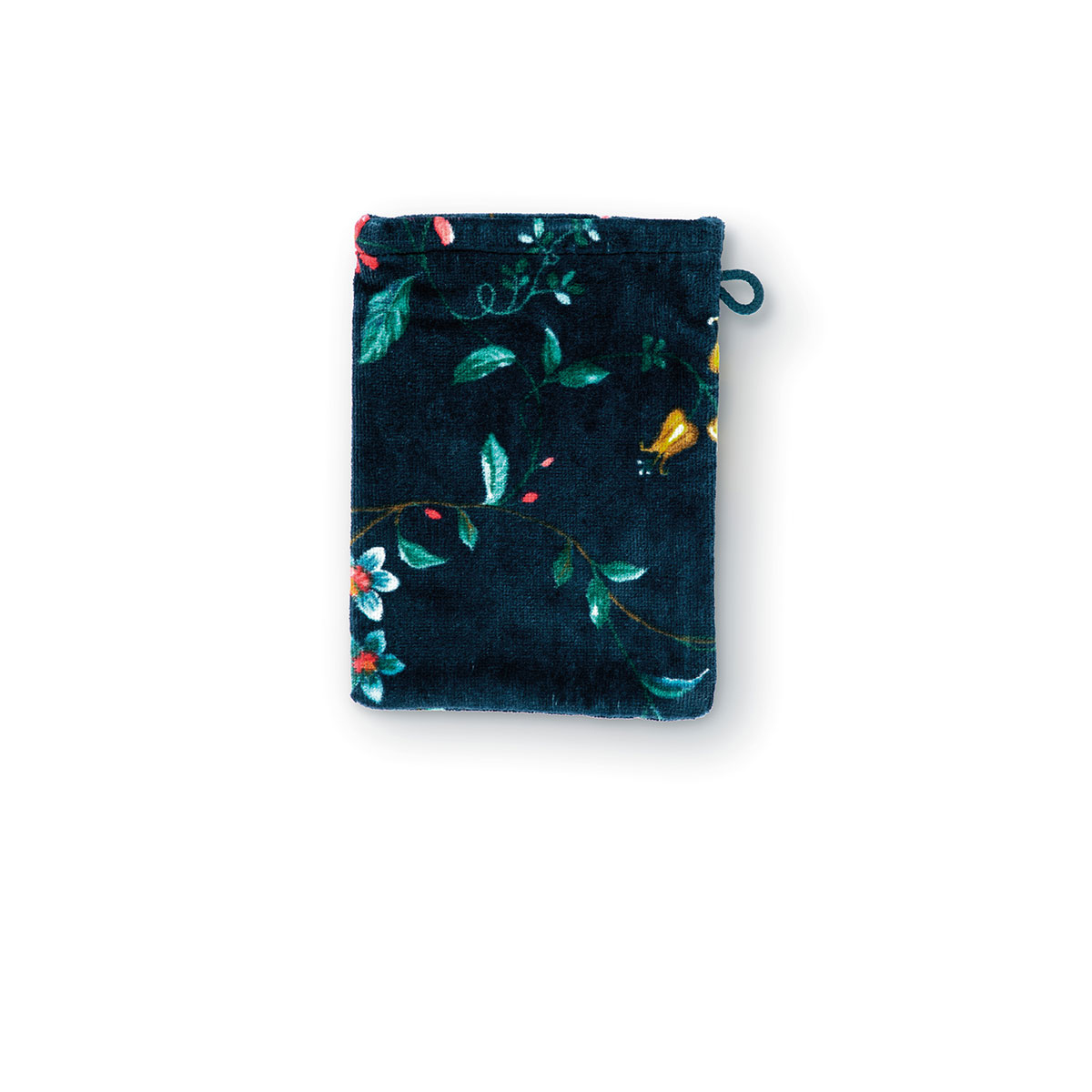 V442-HIN-TOWEL-LESFLEURSMITT-DARKBLUE-RE-82947-00 PIP Studio Les Fleurs Dark Blue Wash Mitt 16cm x 22cm - Image 1