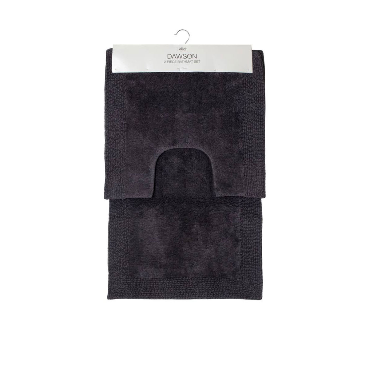 V442-IDC-BATHM-2PCEDAWSON-CHARCOAL-SH-78705-00 J.Elliot Home Home 2000GSM 2 Pce Dawson 100% Cotton Bath Mat Set Charcoal - Image 1