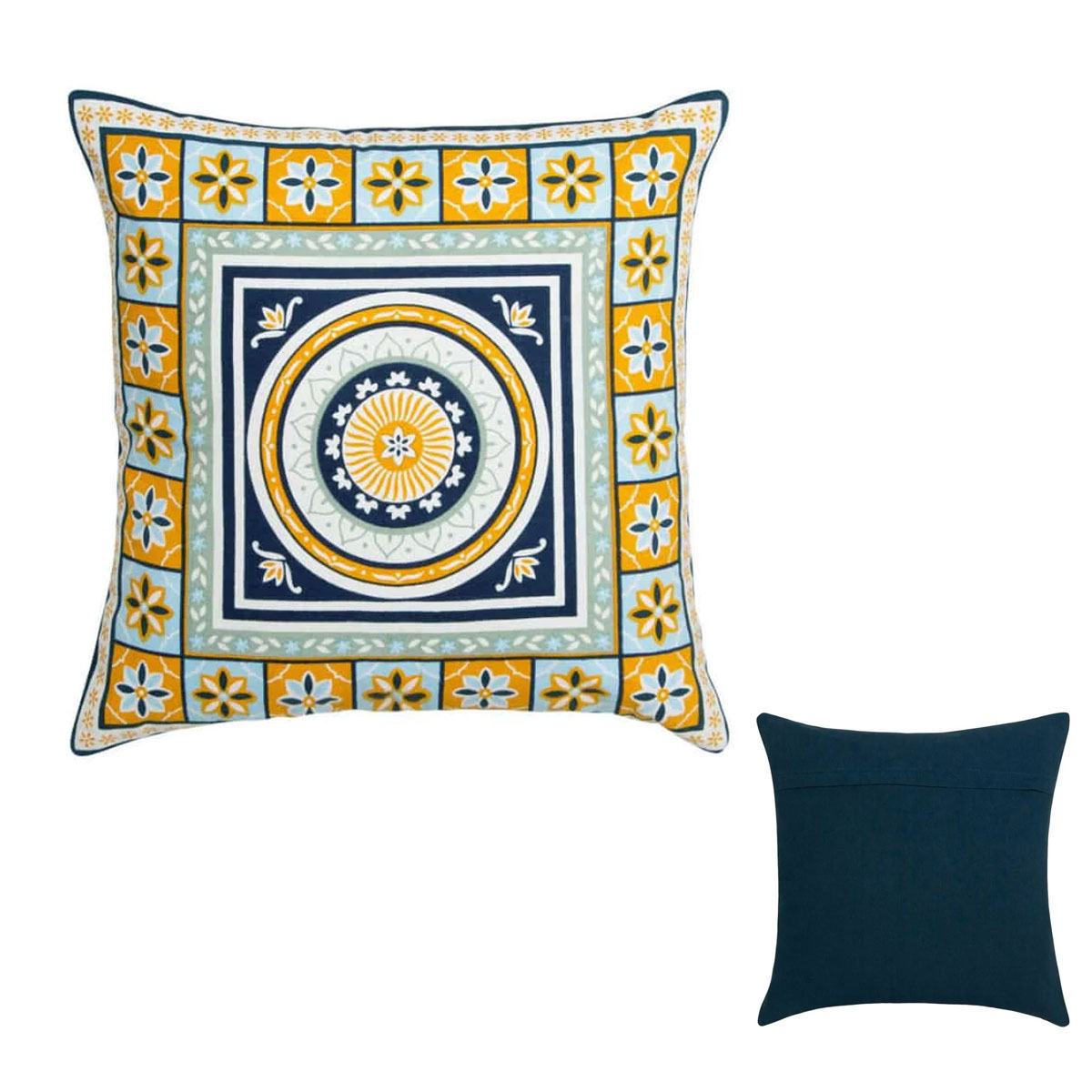 V442-IDC-CUSHION-KASBAH-BLUE-SQ-78294-00 J Elliot Home Kasbah Luxury Filled Cushion 50 x 50cm Blue - Image 1