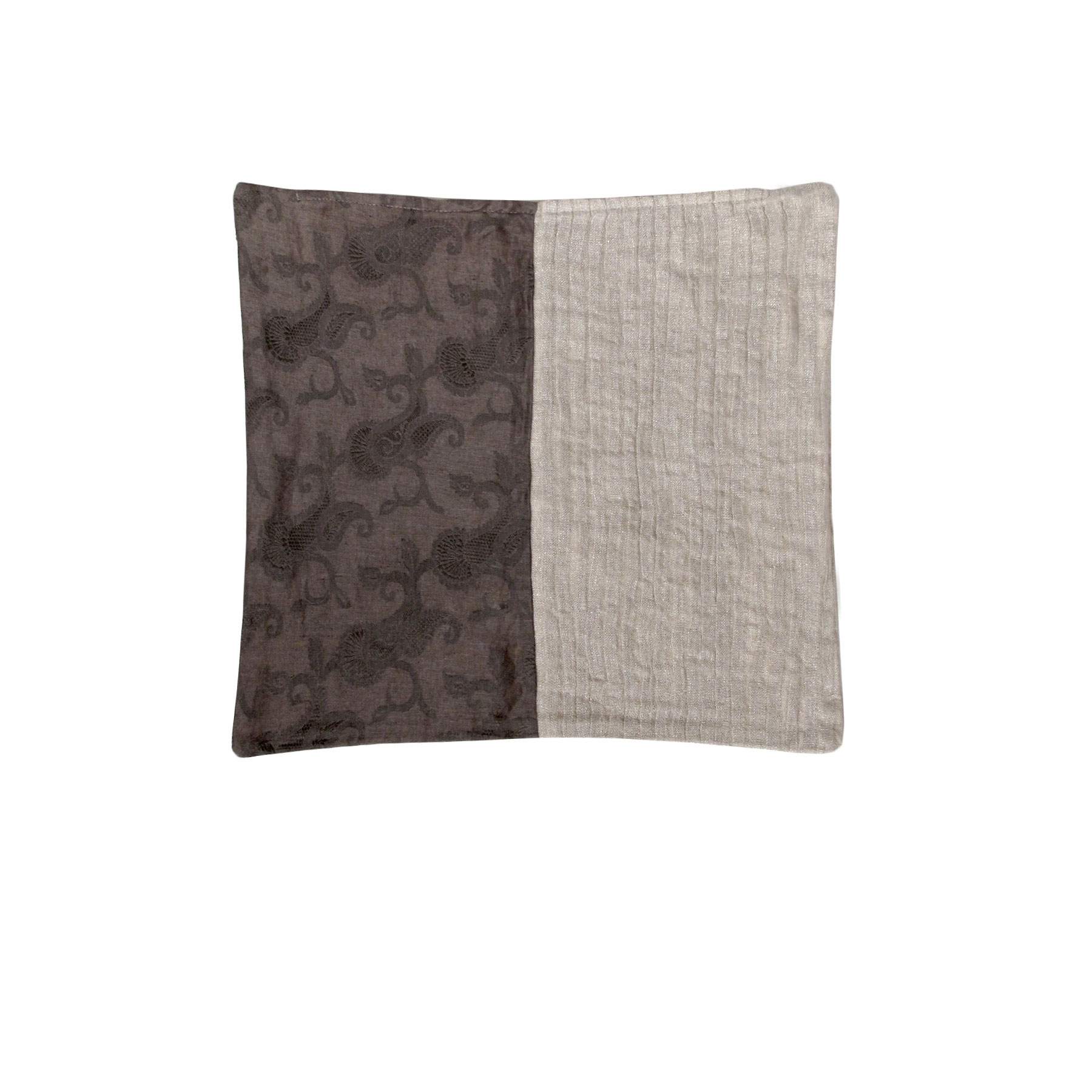 V442-IDC-CUSHIONC-PAISLEYPINTUCK-BROWN-SQ-78660-00 IDC Homewares Quality Cushion Cover Paisley Brown - Image 1
