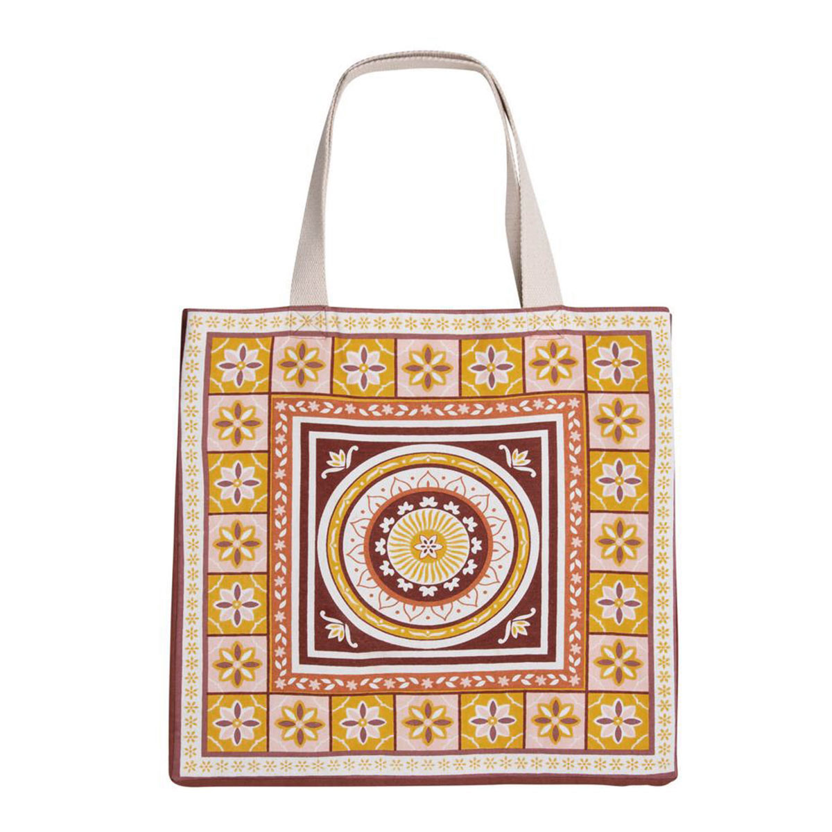 V442-IDC-MISC-KASBAHBAG-PINK-SH-78293-00 J Elliot Home Kasbah Cotton Tote Shopping Bag 40.5x43x10cm Pink - Image 1