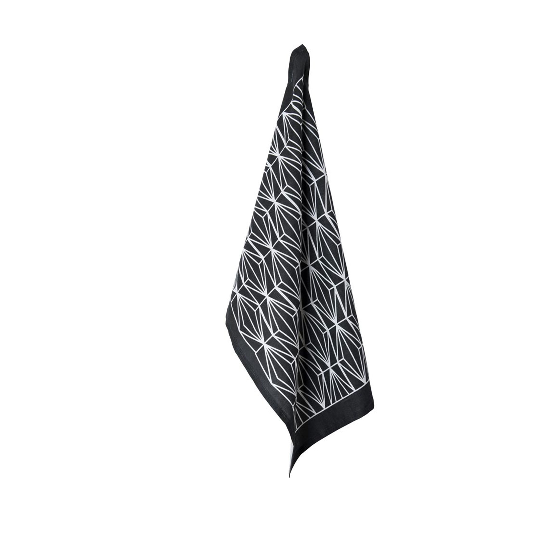 V442-IDC-TEAT-ZELAH-CHARCOAL-RE-78575-00 J.Elliot Home 100% Linen Print Tea Towel Zelah Charcoal - Image 1