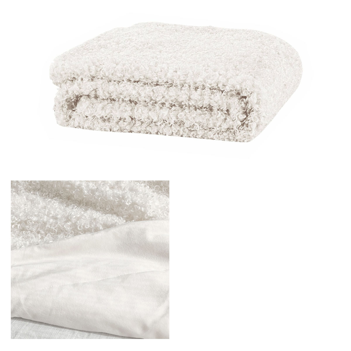 V442-IDC-THROW-LYLA-IVORY-RE-78506-00 J.Elliot Home Lyla Faux Sheep Fur Throw Rug Ivory - Image 1