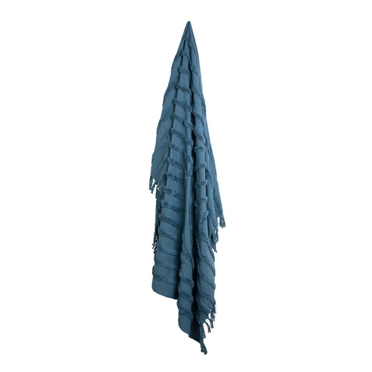 V442-IDC-THROW-ZEN-STEELBLUE-RE-78286-00 J Elliot Home Zen Luxury Fringe Throw 130 x 160cm Steel Blue - Image 1