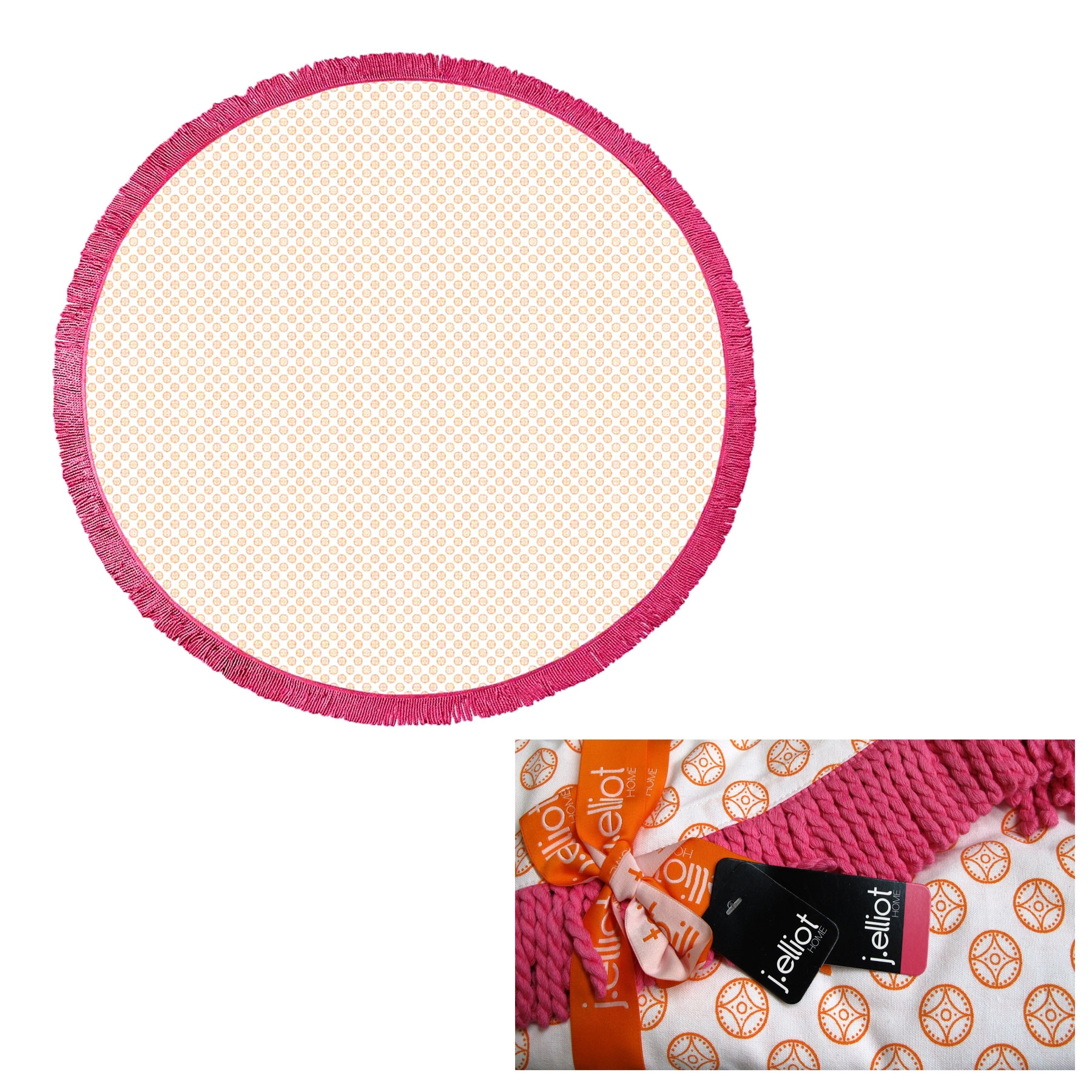 V442-IDC-TOWEL-KOELTURKISH-ORANGEPINK-RD-78523-00 J.Elliot Home Koel Round Cotton Turkish Towel Orange/ Pink - Image 1
