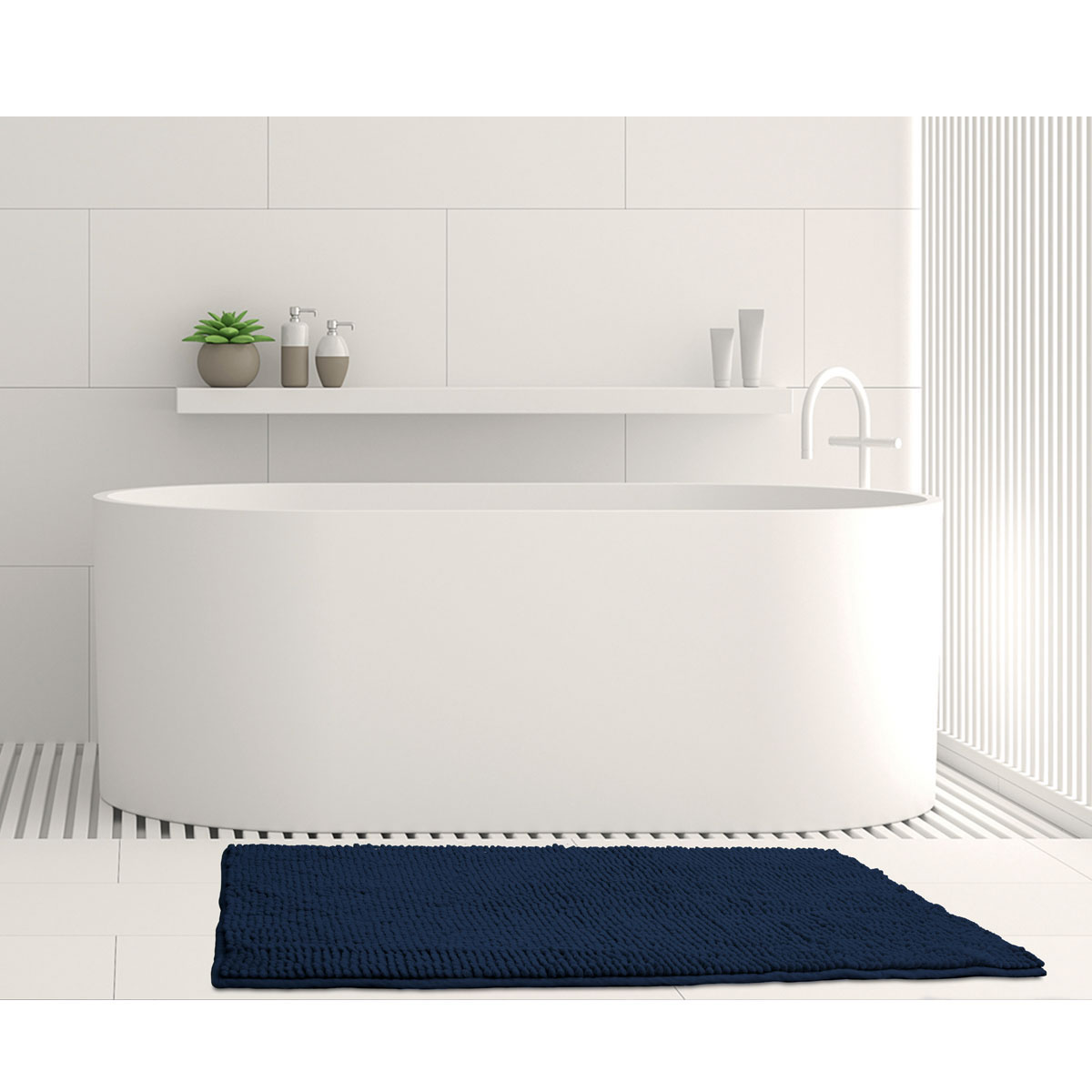 V442-INT-BATHM-TOGGLEMEDIUM-NAVY-RE-141512-00 Toggle Microfiber Bath Mat Medium Navy - Image 1