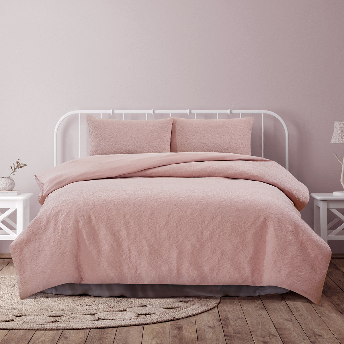 V442-INT-QUILTCS-LOTTIE-BLUSH-KI-144524-00 Ardor Lottie Blush Pinsonic Embossed Quilt Cover Set King - Image 1