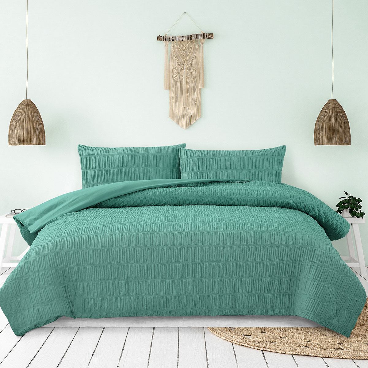 V442-INT-QUILTCS-TUSCANRUCHED-TEAL-KI-202506190426-00 Ardor Tuscan Teal Ruched Quilt Cover Set King - Image 1