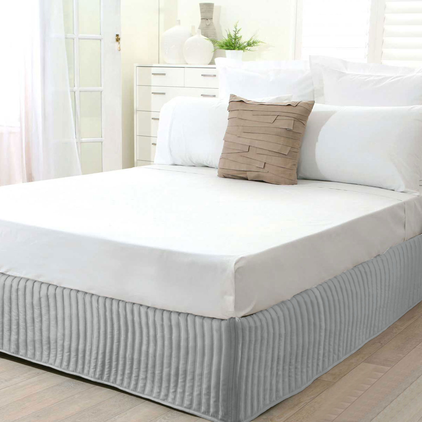 V442-INT-VALANCE-QUILTED-SILVER-KS-202913-00 Ardor Quilted Valance Silver KING SINGLE - Image 1