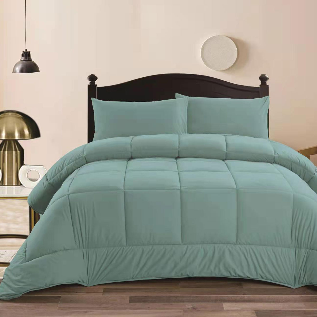 V442-KIT-COMFORTER-3PCMINKFLANNEL-AQUA-KI-202503241616-00 Ramesses Aqua 3- Piece Mink Flannel Comforter Set King - Image 1