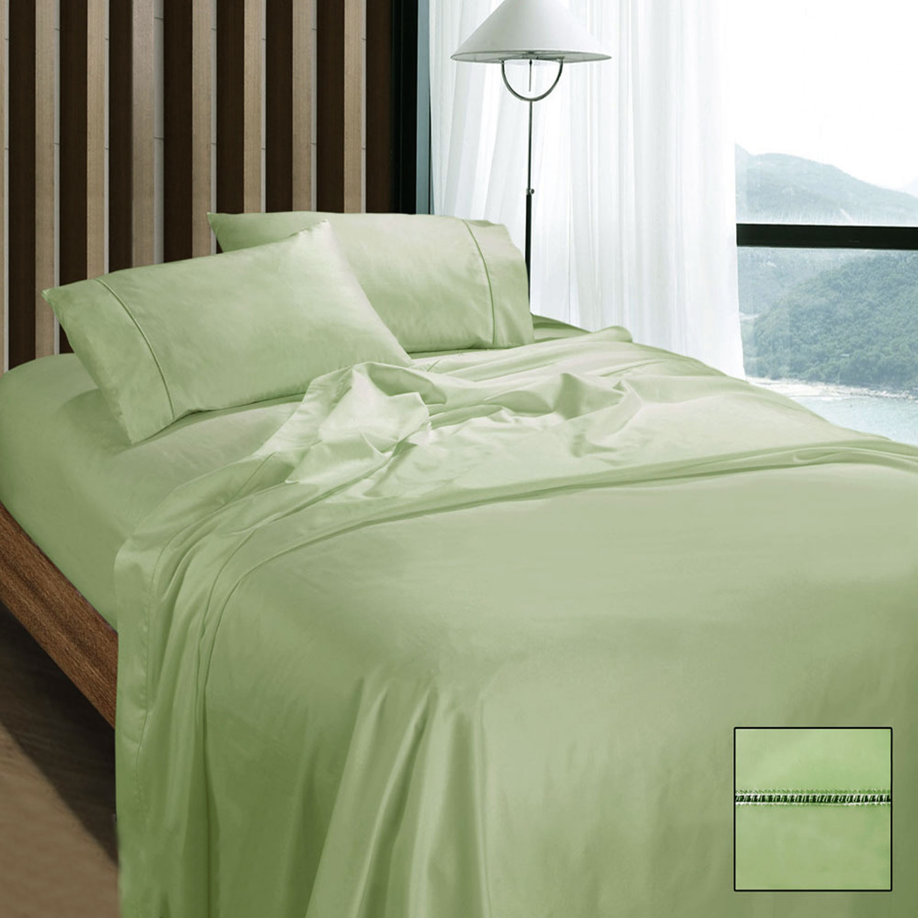 V442-KIT-SHEETS-1100TCEGYPTIAN-MINT-KI-146394-00 Ramesses 1100TC Egyptian Cotton Sateen Sheet Set Mint King - Image 1