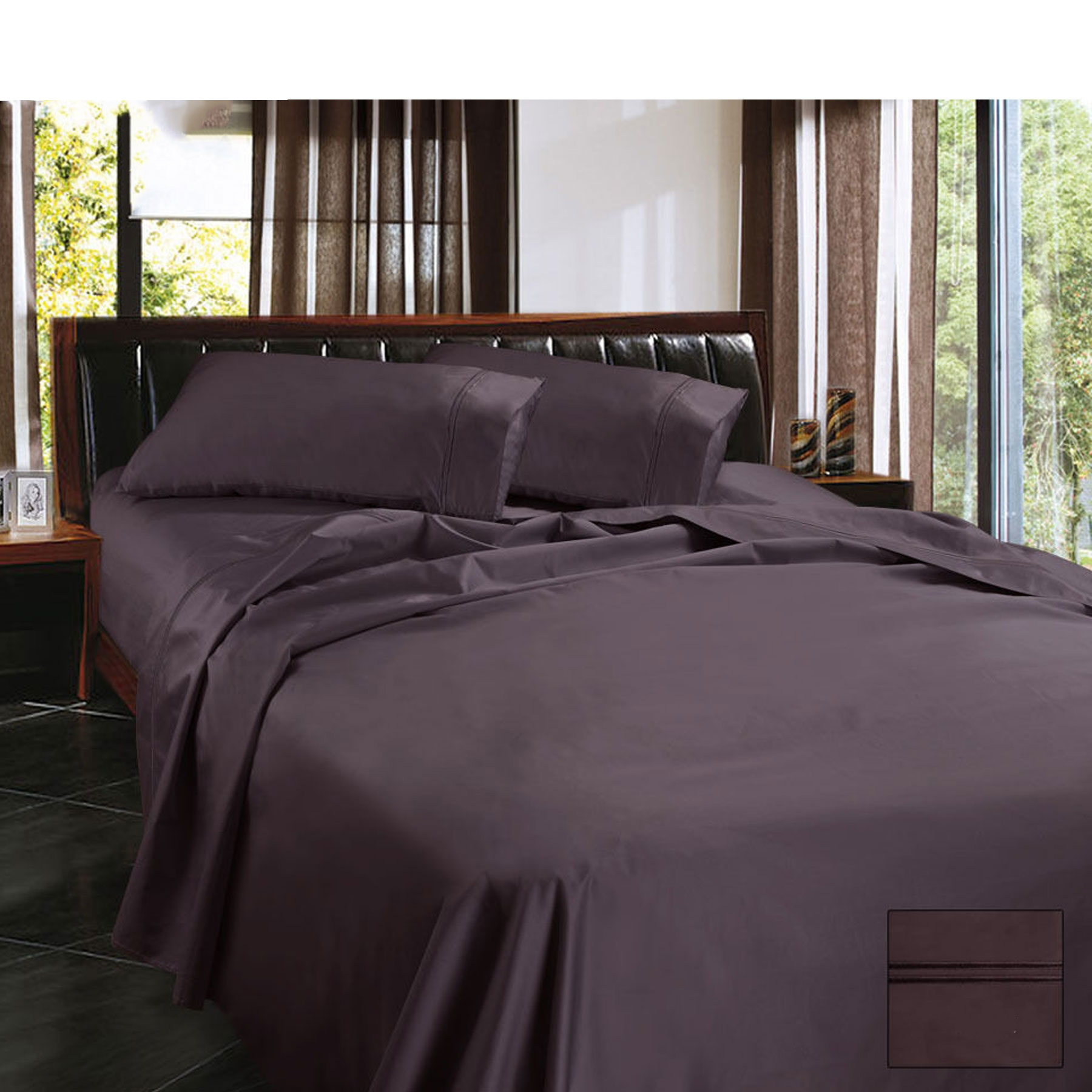V442-KIT-SHEETS-1450TCEGYPTIANCOTTON-EGGPLANT-QS-150965-00 Ramesses 1450TC Egyptian Cotton Sateen Sheet Set Eggplant Queen - Image 1