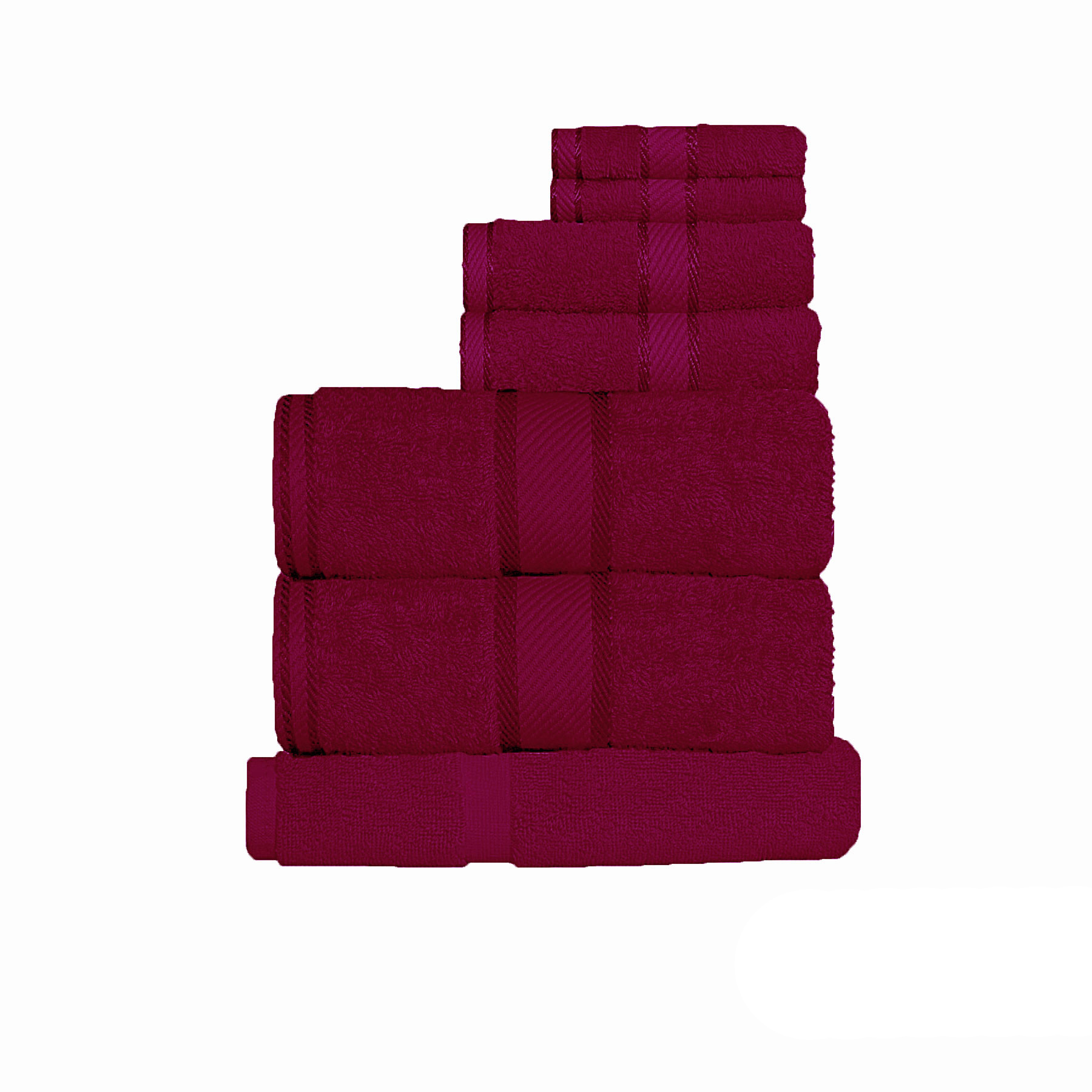 V442-KIT-TOWEL-7PTOWEL-BURGUNDY-202502260921-00 Kingtex 550gsm Cotton 7 Pce Towel Set Burgundy - Image 1