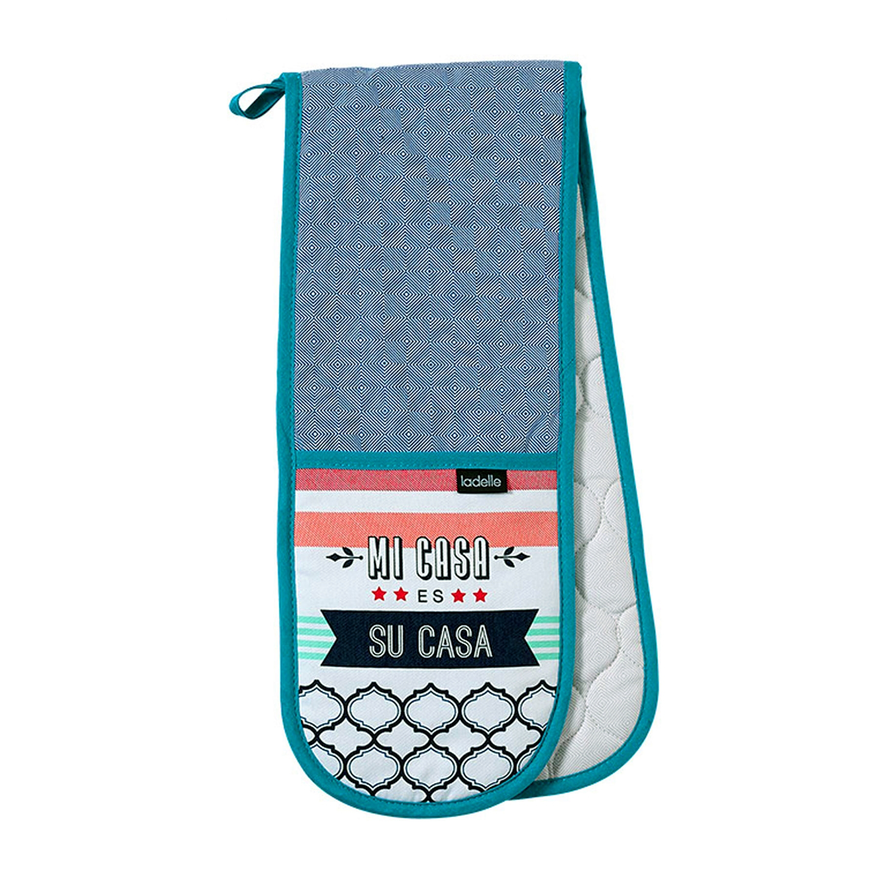V442-LDE-OVENM-MICASADOUBLEEND-MULTI-SH-77886-00 Ladelle Mi Casa Kitchen / BBQ Double Ended Cotton Oven Mitt - Image 1