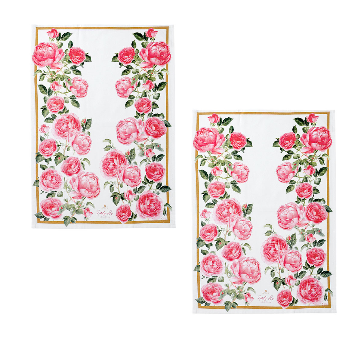 V442-LDE-TEAT-SETOF2HERITAGEROSE-PINK-RE-199953-00 Ashdene Set of 2 Heritage Rose Cotton Kitchen Tea Towels 50 x 70 cm - Image 1