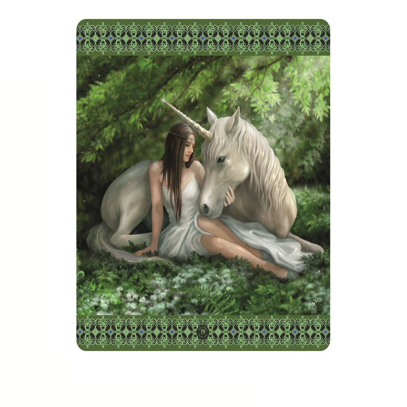 V442-LDE-THROW-PUREHEART-GREEN-RE-77744-00 Anne Stoke Pure Heart Polar Fleece Throw - Image 1