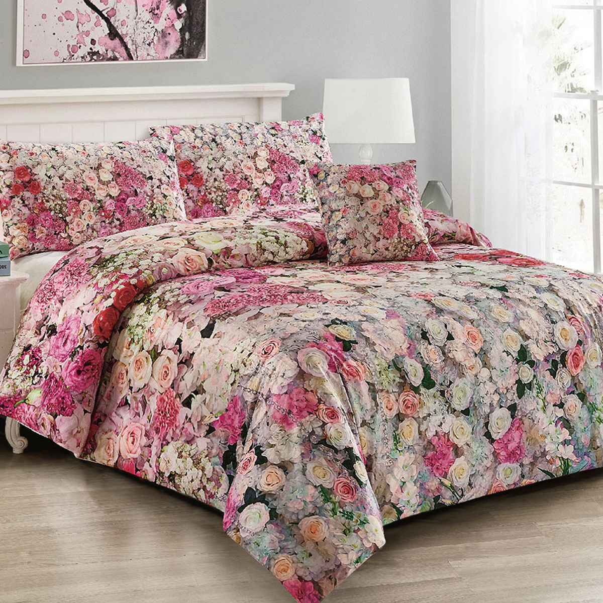 V442-MFL-QUILTCS-EVALINE-MULTI-KI-204223-00 Georges Fine Linens Evaline Quilt Cover Set King - Image 1
