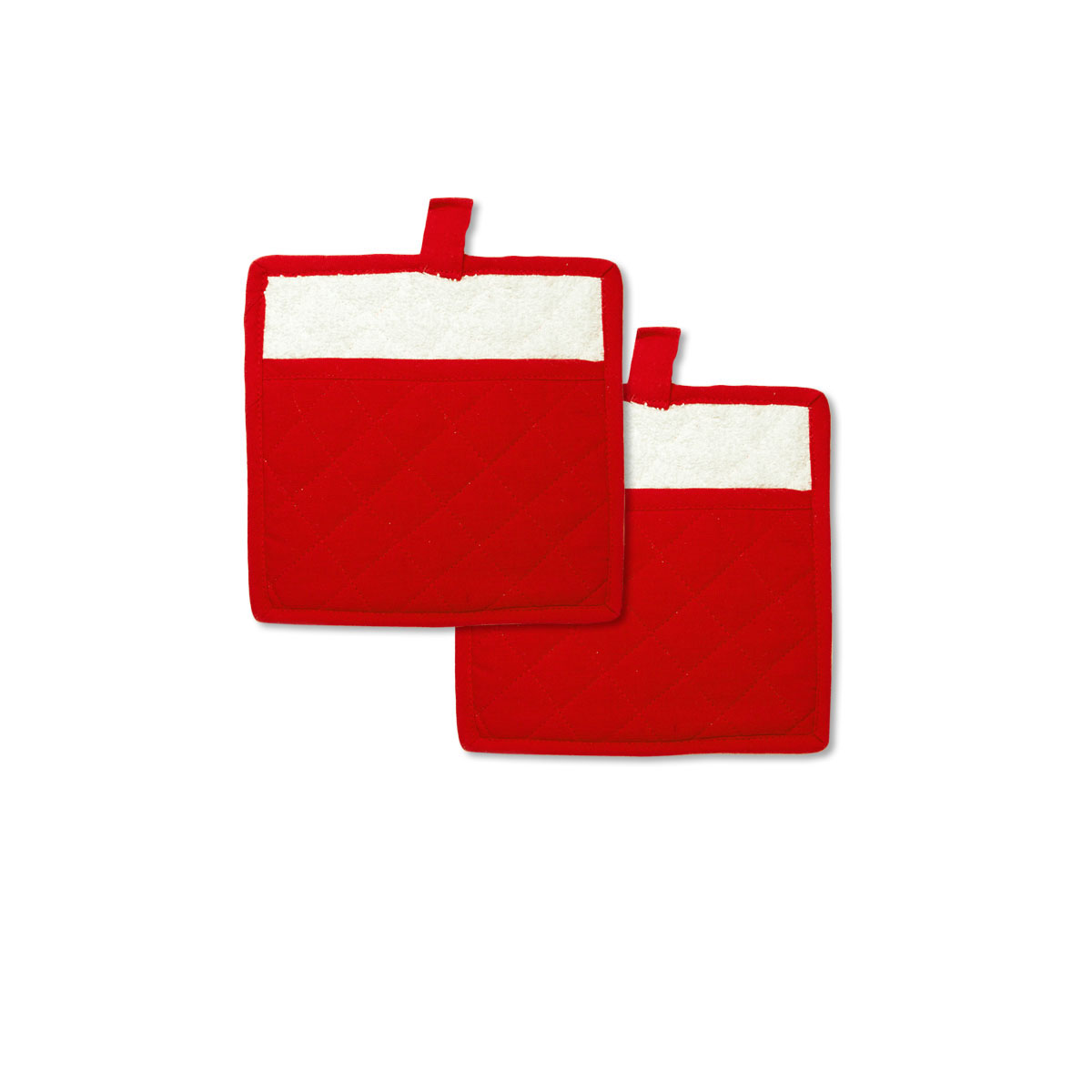 V442-RAN-OVENM-MANHATTANSETOF2POTHOLDER-RED-RD-77599-00 Rans Manhattan Red Cotton Set of 2 Pot Holders - Image 1