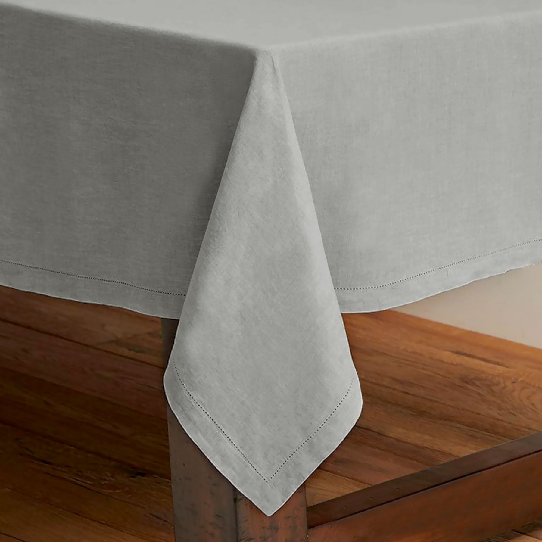 V442-RAN-TABLEC-HEMSTITCH360-GREY-RE-77521-00 Rans Pure Cotton Hemstitch Tablecloth 150 x 360 cm - Grey - Image 1