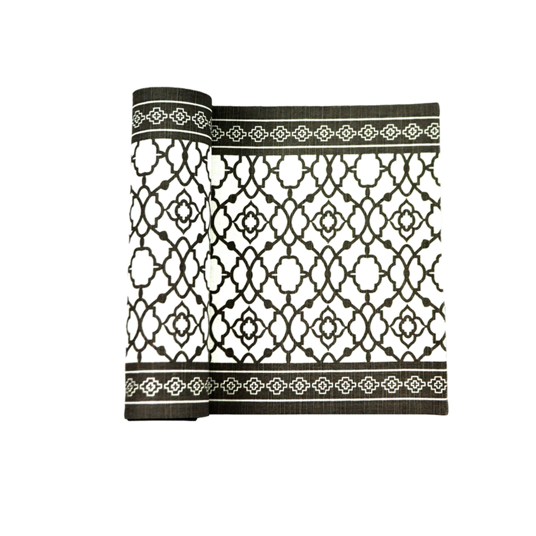 V442-RAN-TABLER-VINTAGE-BLACK-RE-77495-00 Rans Cotton Vintage Table Runner - Black - Image 1