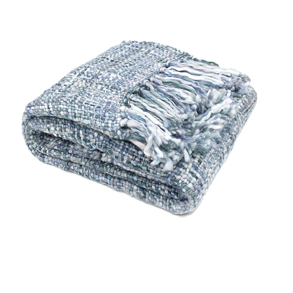 V442-RAN-THROW-OSLOSTEEL-BLUE-RE-77971-00 Rans Oslo Knitted Weave Throw 127x152cm - Steel Blue - Image 1