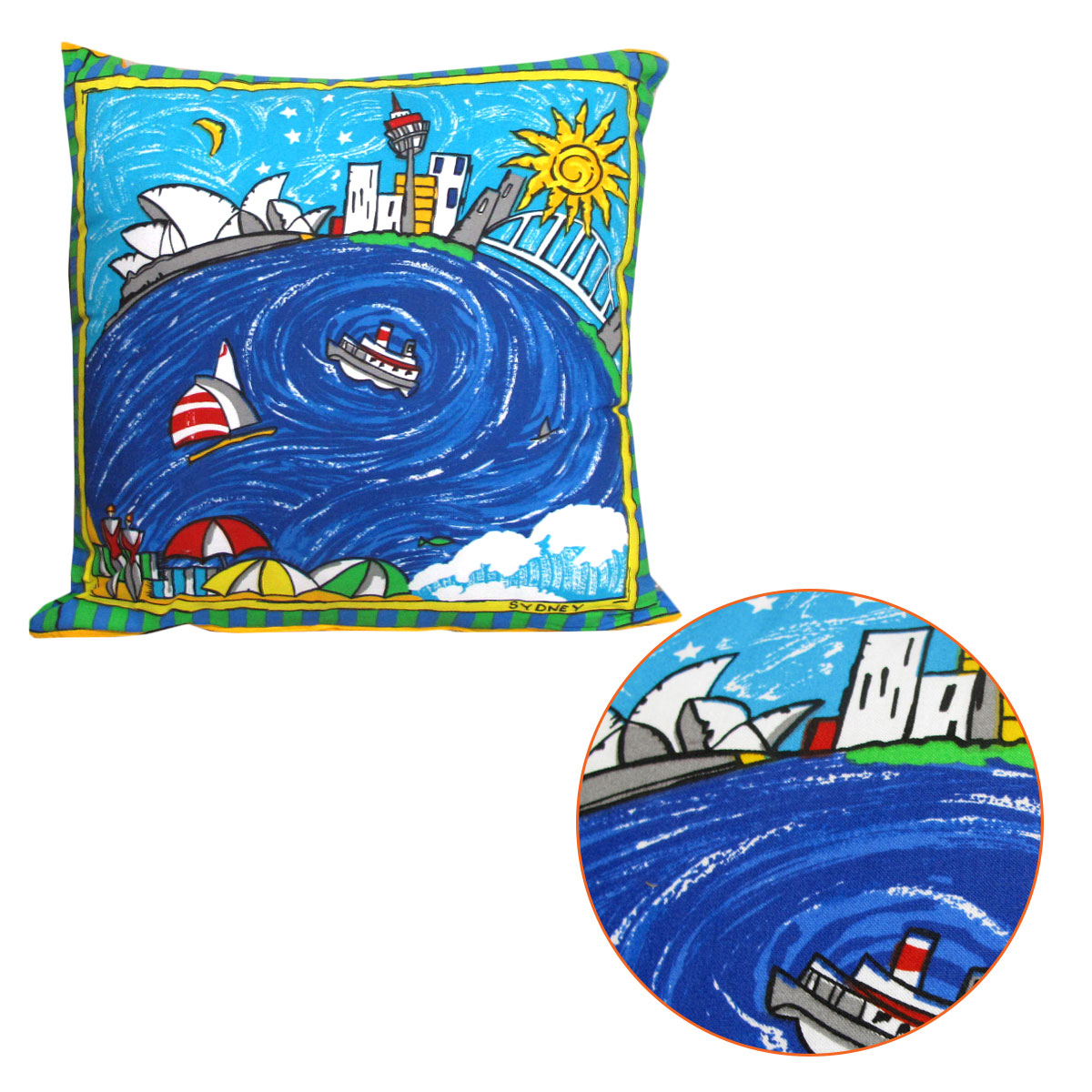 V442-RAP-CUSHION-SYDNEY-MULTI-SQ-208794-00 Rapee Sydney Opera House Filled Cushion 40 x 40 cm - Image 1