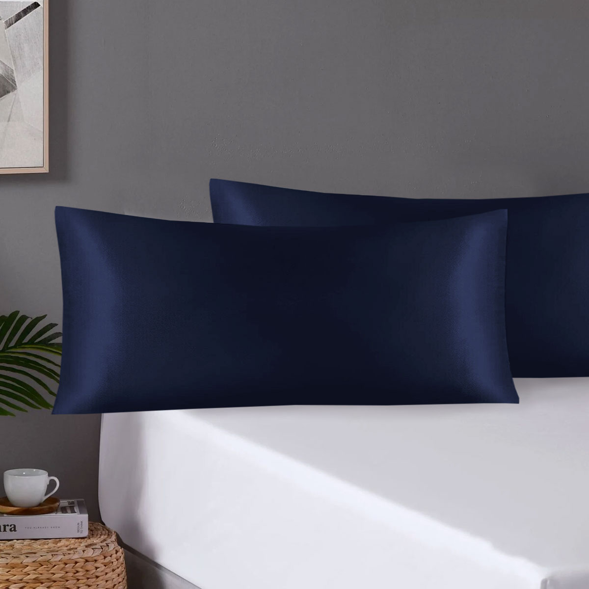 V442-STT-PILLOWC-PAIRSATIN-NAVY-KI-202503241610-00 Pair of King Satin Silk Pillowcases with Envelope Closure 51 x 102 cm Navy - Image 1