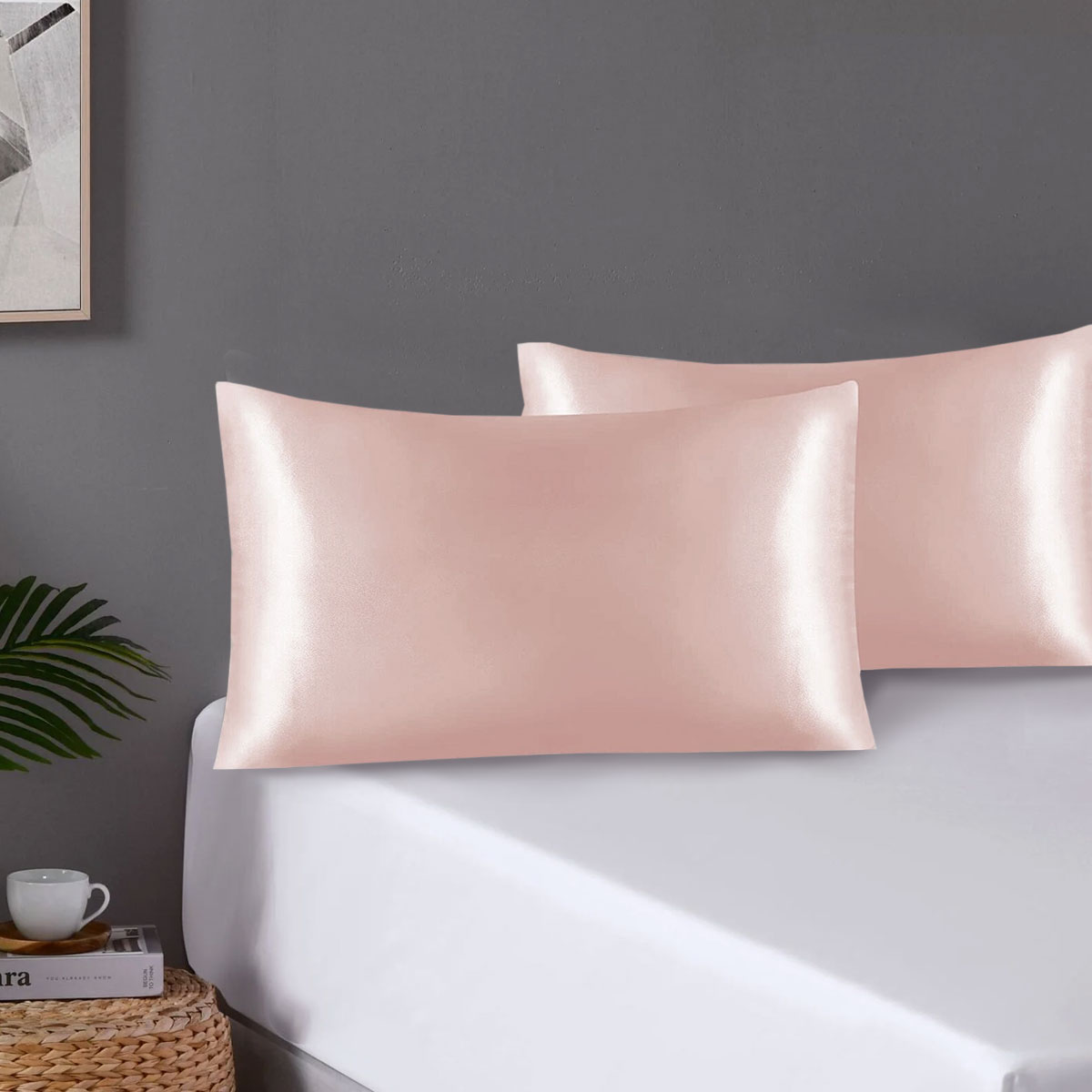 V442-STT-PILLOWC-PAIRSATIN-ROSE-ST-202503241611-00 Pair of Standard Satin Silk Pillowcases with Envelope Closure 51 x 76 cm Rose - Image 1