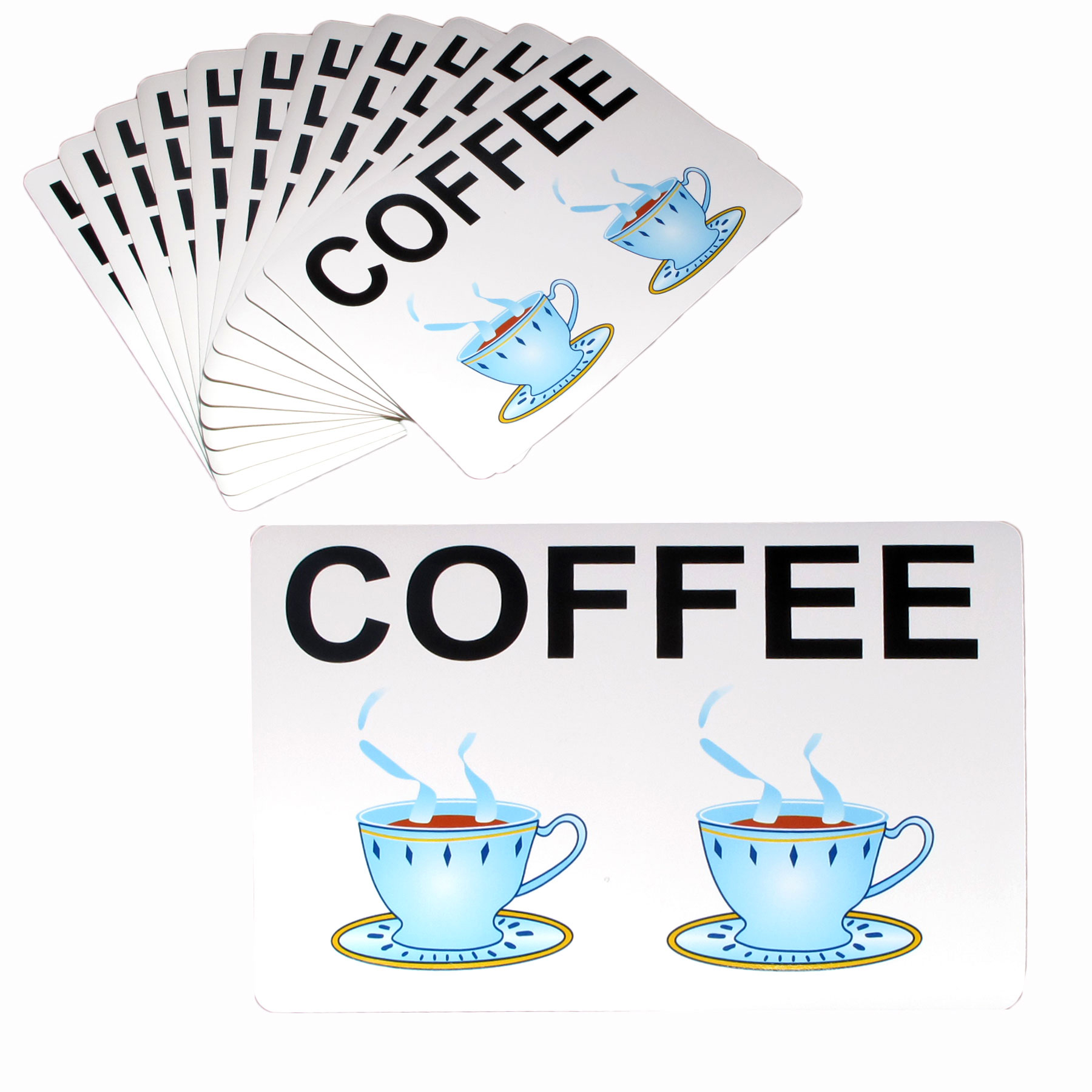 V442-TOC-TABLEPLACEMAT-COFFEE-WHITE-RE-209113-00 Set of 12 PVC Easy Care Placemats - Coffee - Image 1