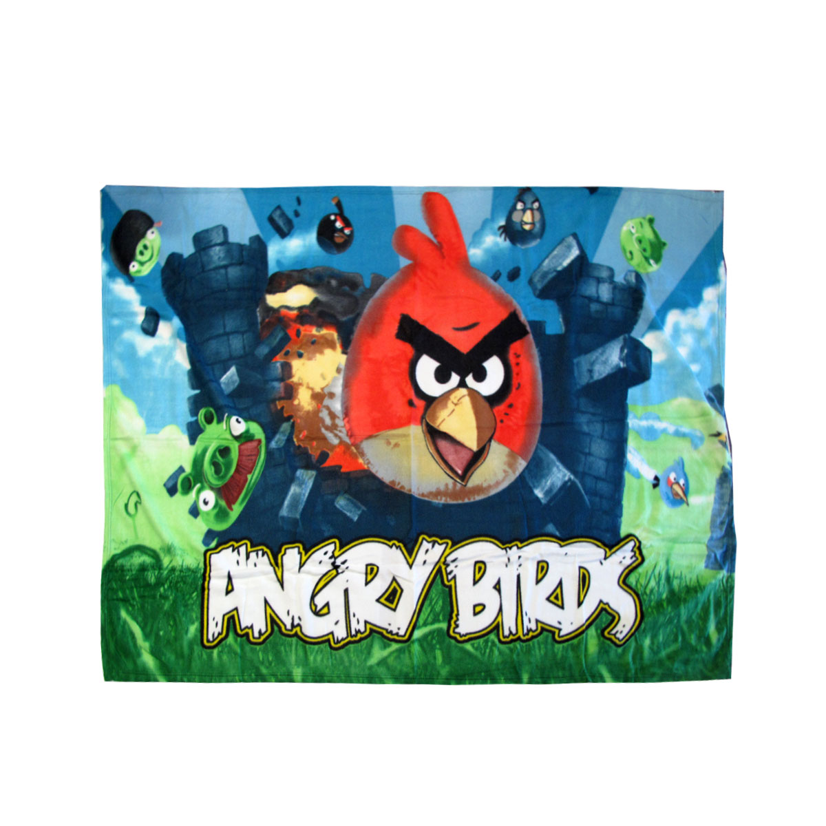 V442-UGG-THROW-ANGRYBIRDS-MULTI-RE-215407-00 Angry Birds Printed Polar Fleece Throw Rug 130 x 160 cm - Image 1