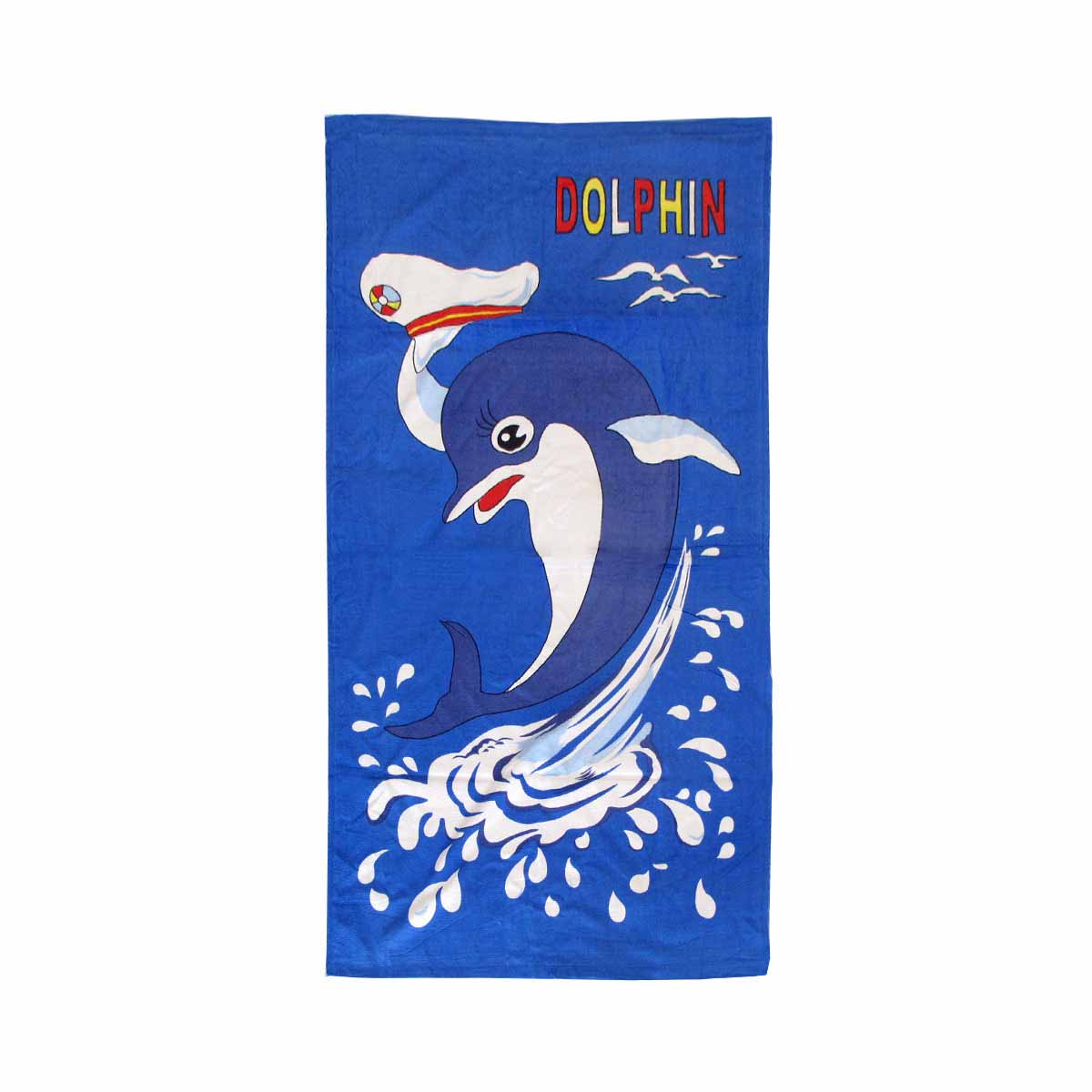 V442-UGG-TOWEL-DOLPHIN-BLUE-RE-215421-00 Bloomington Dolphin Kids Cartoon Printed Cotton Beach Towel 70 x 140 cm - Image 1