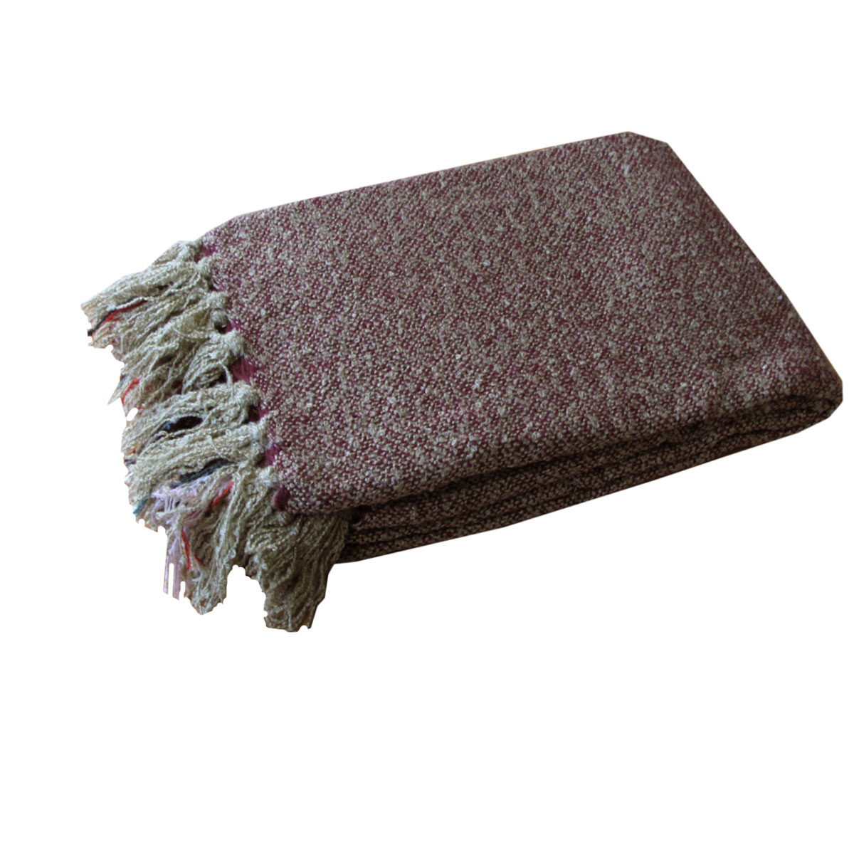 V442-UNA-THROW-LIAMNO4-MULTI-RE-209104-00 Liam Acrylic Knitted Throw Rug with Fringe No4 - Image 1