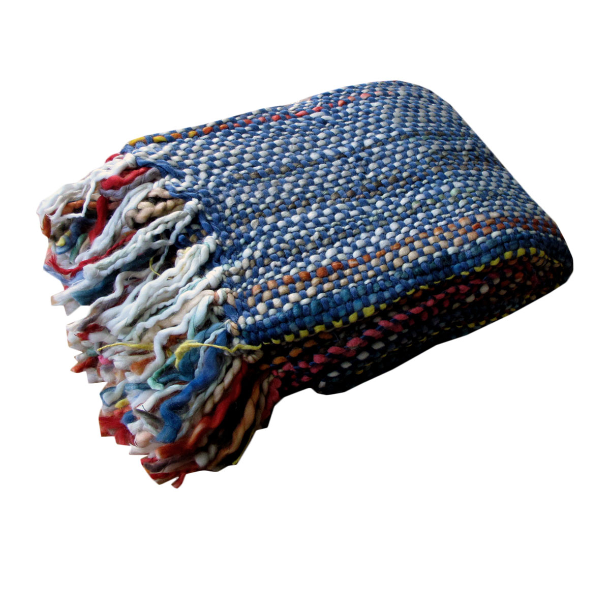 V442-UNA-THROW-RILEYNO6-MULTI-RE-209098-00 Riley Acrylic Knitted Throw Rug with Fringe No6 - Image 1