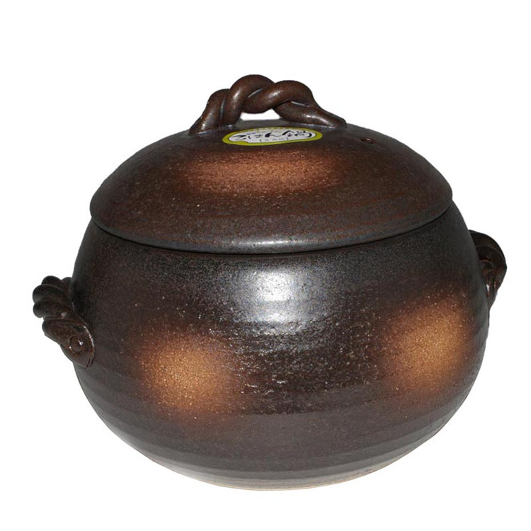 V445-C210262-94296-00 Japanese Yorozufuru-sho Brown Donabe Chestnut 7# Rice Clay Pot - Made in Japan - 4L - Image 1