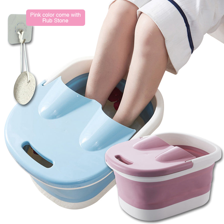 V462-HG-88-02-139638-00 Foot Spa Water Pedicure Foldable Bucket Folding Massage Footbath Soaking Basin(Pink) - Image 1