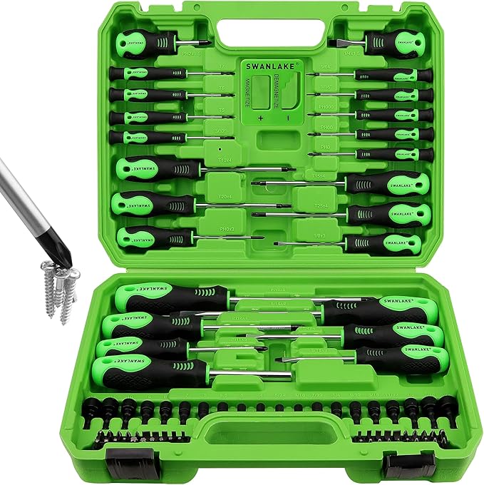 V465-66105-197096-00 SWANLAKE 86PCS Magnetic Screwdriver Set,Includes Slotted/Phillips/Torx Mini Precision Screwdriver, Replaceable Screwdriver Bits and nut drivers With Sturdy tool box - Image 1