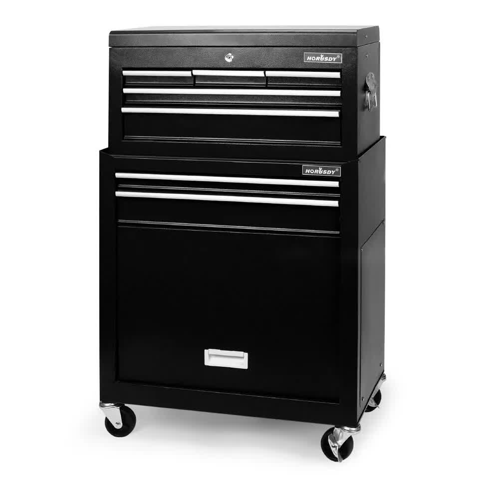 V465-95233-85470-00 Black Tool Box 7 Drawer Chest Cabinet Trolley Toolbox Garage Storage Lockable Brake - Image 1