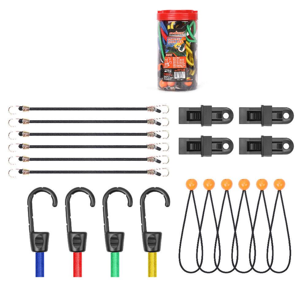 V465-97128-AU-2-85536-00 30-Piece Premium Bungee Cord Assortment Includes 10” to 40” Bungee Cords, Canopy Ties & Tarp Clips - Image 1
