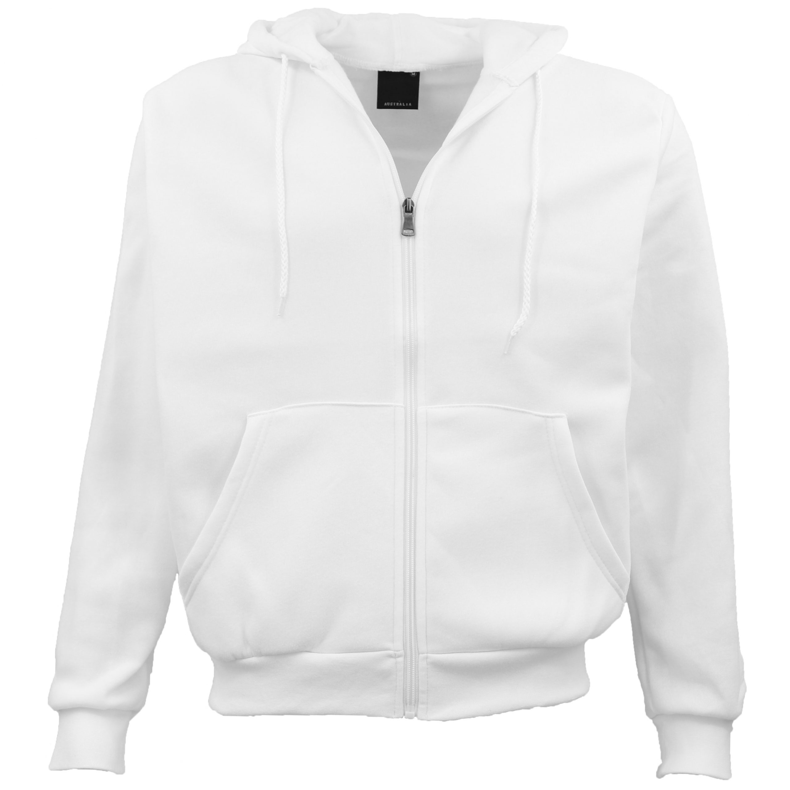 V474-213087-100162-00 Adult Unisex Zip Plain Fleece Hoodie Hooded Jacket Mens Sweatshirt Jumper XS-8XL, White, M - Image 1
