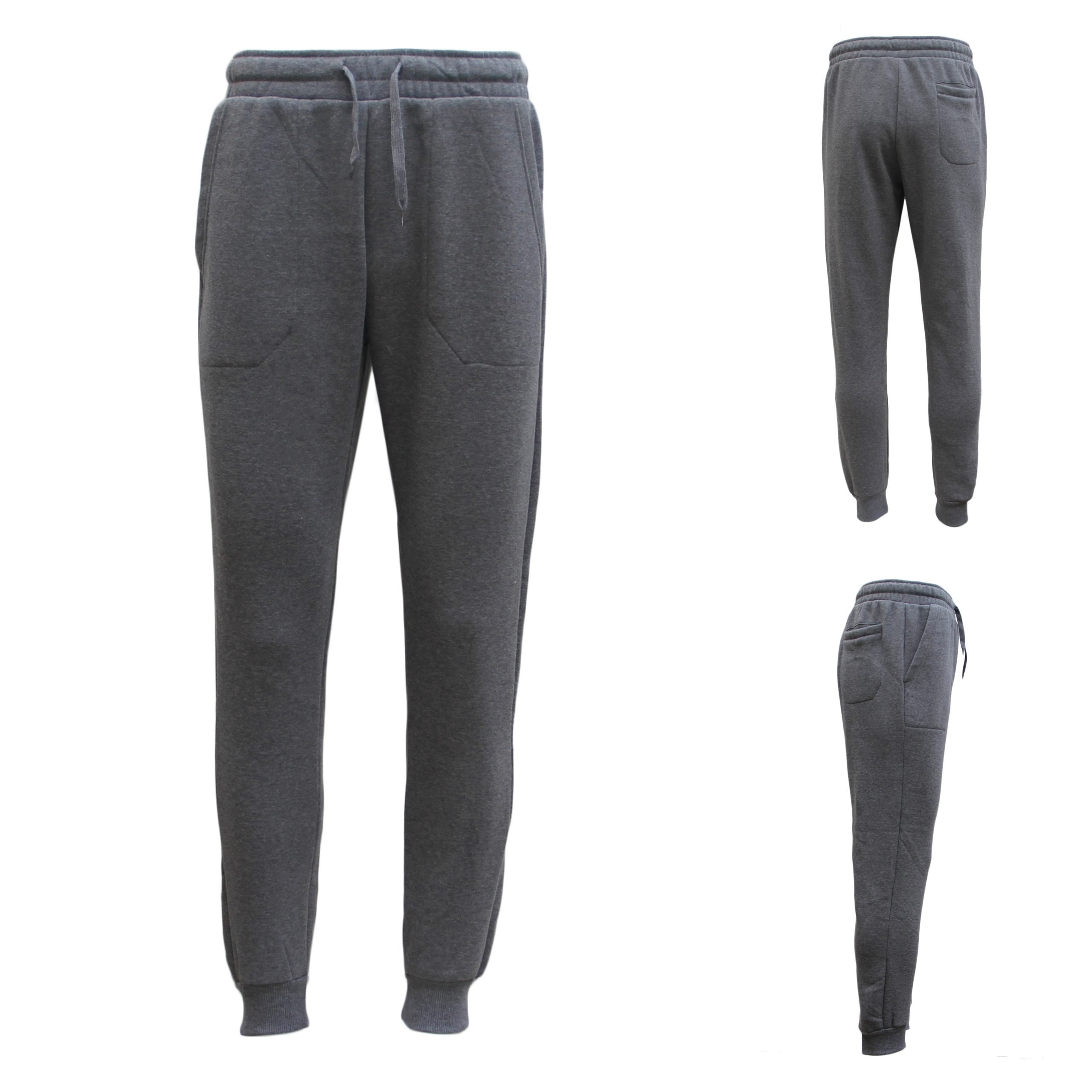 V474-218582-103946-00 Mens Unisex Fleece Lined Sweat Track Pants Suit Casual Trackies Slim Cuff XS-6XL, Dark Grey, L - Image 1