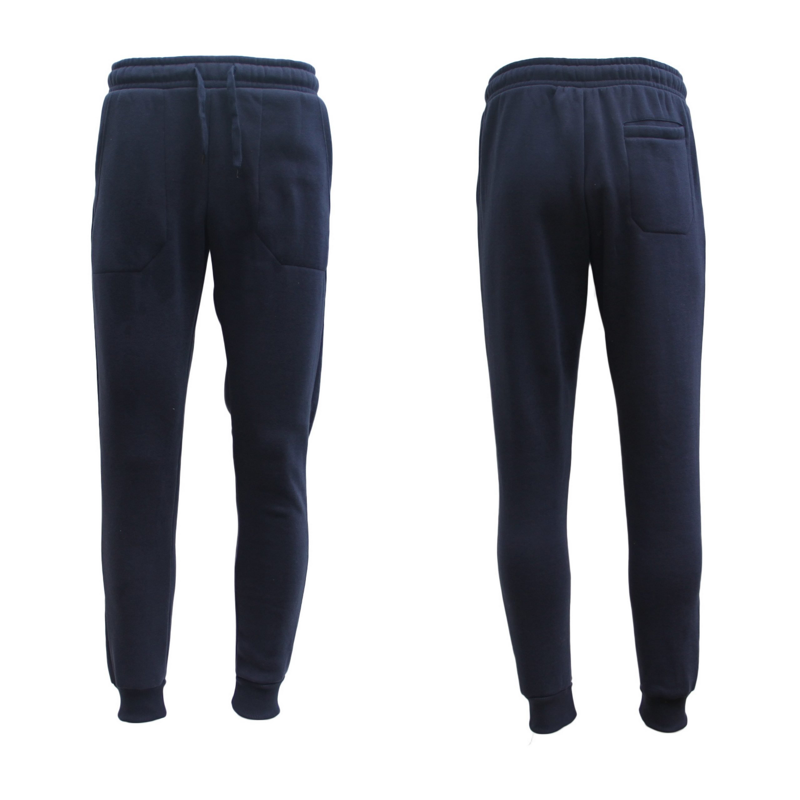 V474-218596-103940-00 Mens Unisex Fleece Lined Sweat Track Pants Suit Casual Trackies Slim Cuff XS-6XL, Navy, L - Image 1