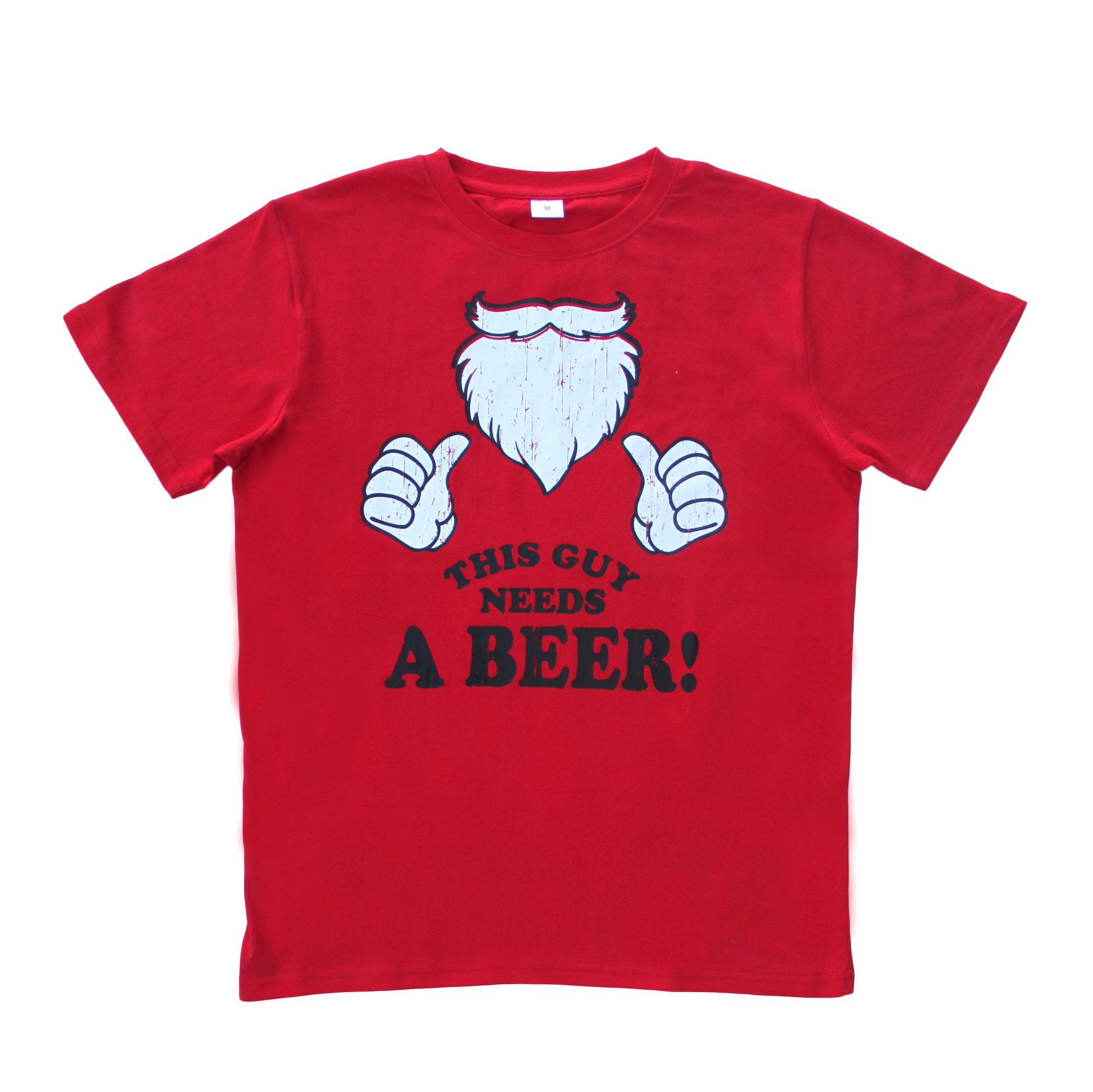 V474-227892-103422-00 New Funny Adult Xmas Christmas T Shirt Tee Mens Womens 100% Cotton Jolly Ugly, This Guy Needs a Beer!, L - Image 1
