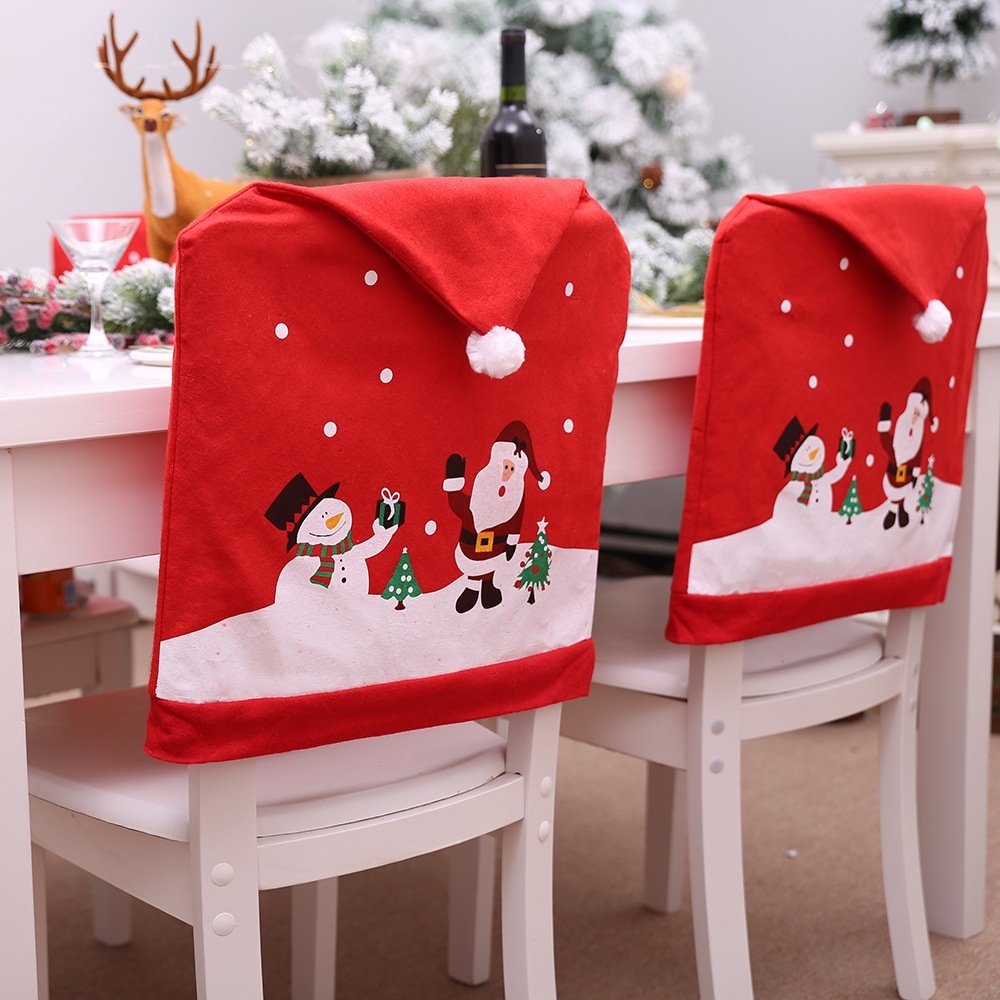 V474-230949-103640-00 6-10x Christmas Santa Hat Chair Covers Table Cloth Dinner Home Décor Ornaments, 6PCS Chair Covers - Image 1