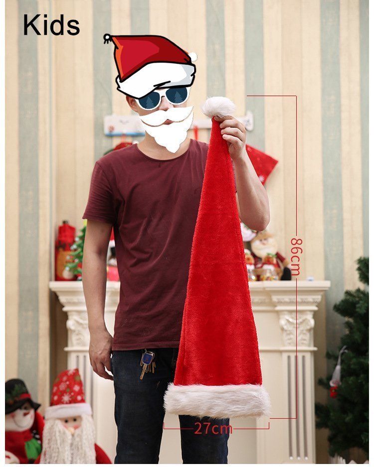 V474-232048-103058-00 Christmas Unisex Adults Kids Novelty Hat Xmas Party Cap Santa Costume Dress Up, Long Santa Hat (Kids) - Image 1