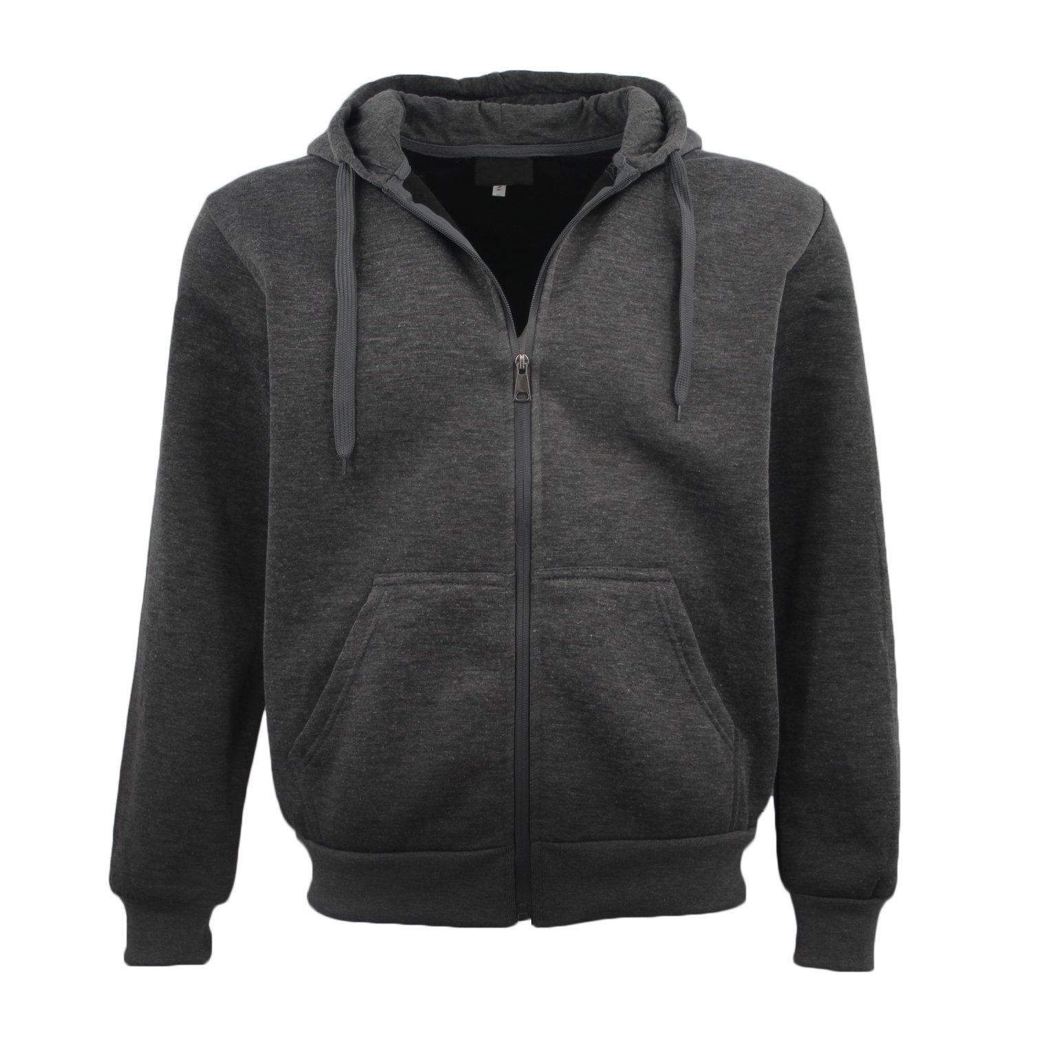 V474-253222-100381-00 Adult Unisex Zip Plain Fleece Hoodie Hooded Jacket Mens Sweatshirt Jumper XS-8XL, Dark Grey, L - Image 1