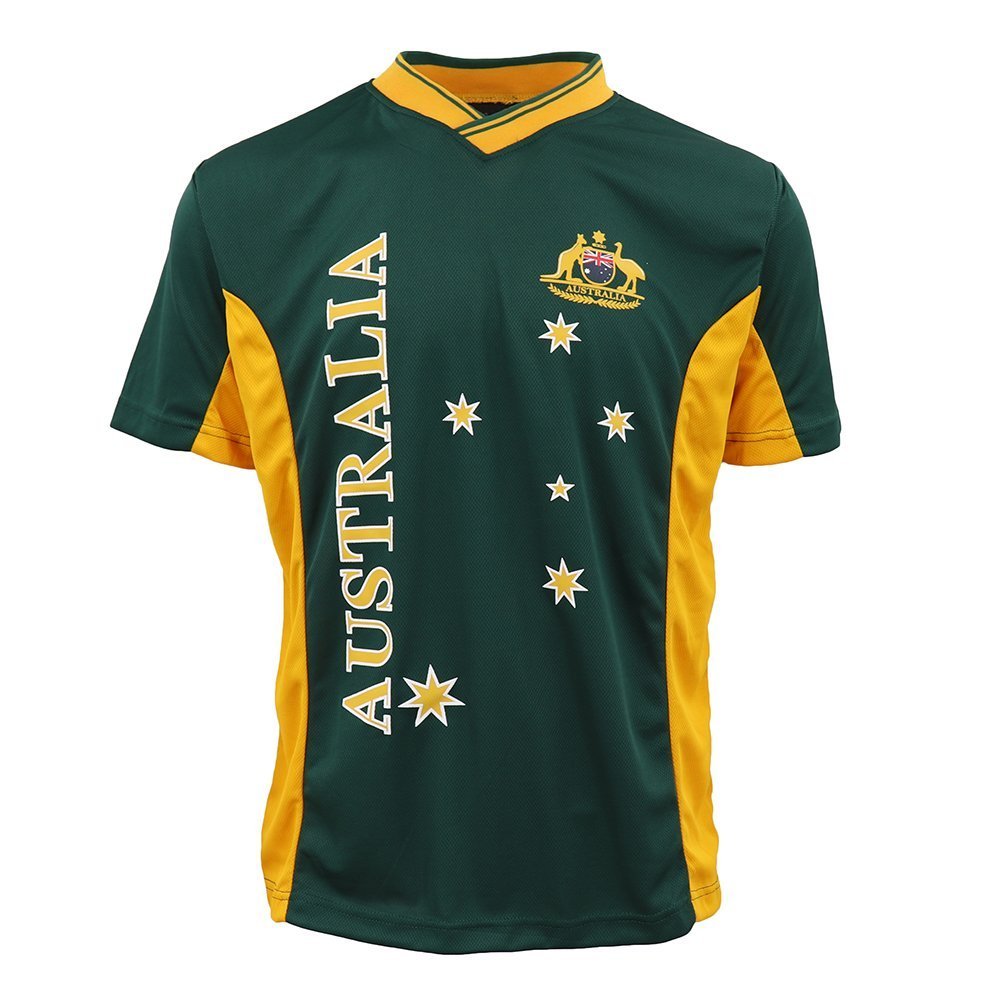 V474-282948-101044-00 Adults Kids Men's Sports Soccer Rugby Jersy T Shirt Australia Day Polo Souvenir, Green, 2 (Kids) - Image 1