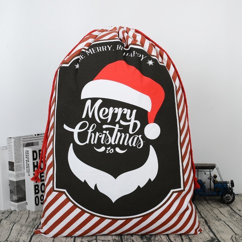 V474-291907-102523-00 Large Christmas XMAS Hessian Santa Sack Stocking Bag Reindeer Children Gifts Bag, Red - Smile Santa - Image 1