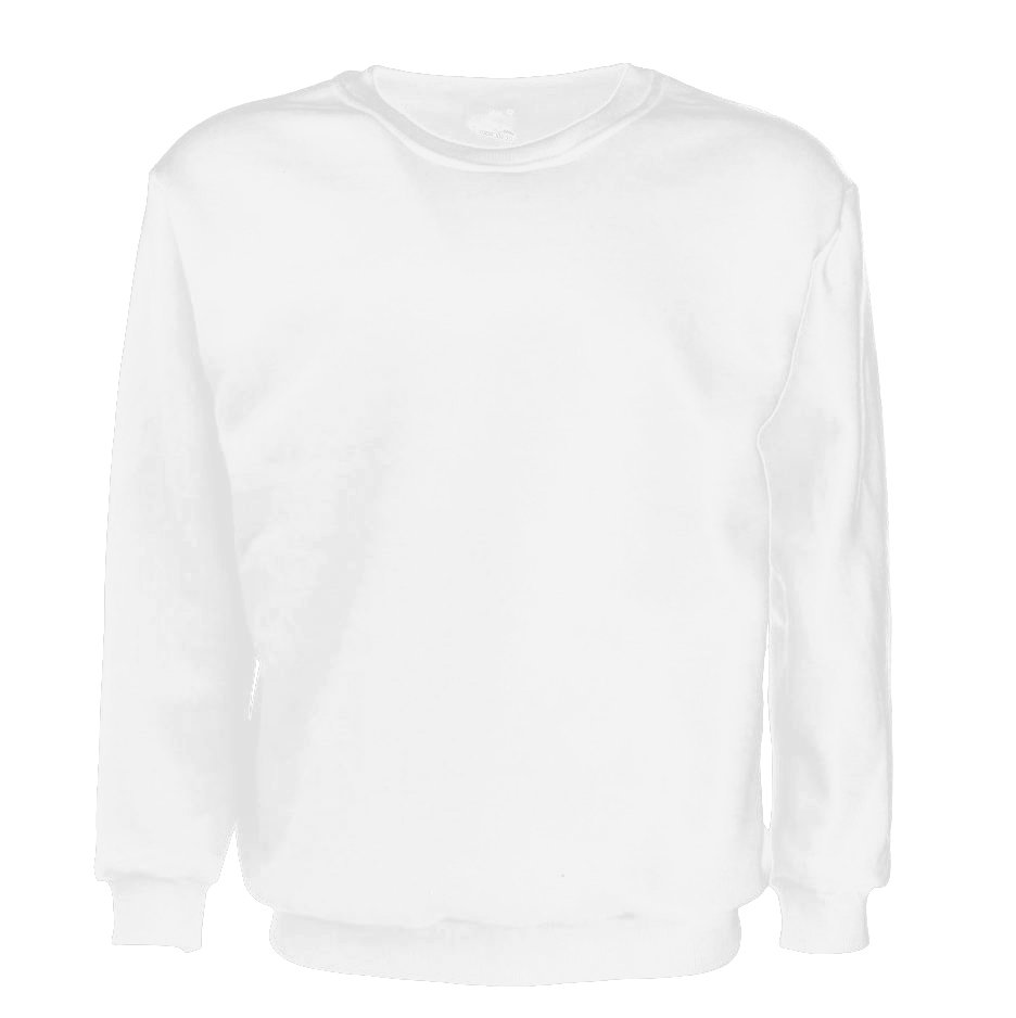 V474-338525-102438-00 New Adult Unisex Plain Pullover Fleece Jumper Mens Long Sleeve Crew Neck Sweater, White, 3XL - Image 1