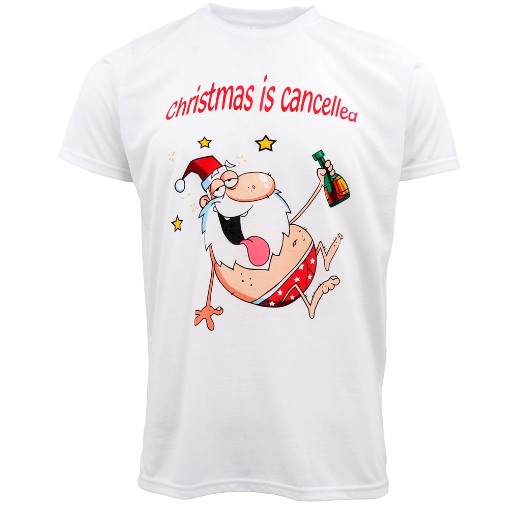 V474-389751-103418-00 New Funny Adult Xmas Christmas T Shirt Tee Mens Womens 100% Cotton Jolly Ugly, Christmas Is Cancelled, XL - Image 1